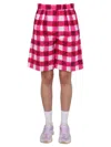 Msgm Checked Mini Shorts For Women In Pink