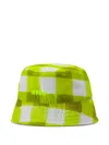 Msgm Checked-pattern Logo-embroidered Bucket Hat In Green