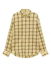 Msgm Checked-pattern Long-sleeve Shirt In Yellow