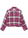 Msgm Checkerboard-print Cropped Jacket In Pink