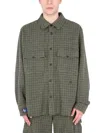 Msgm Checkered Wool Shirt With Classic Collar In Multi