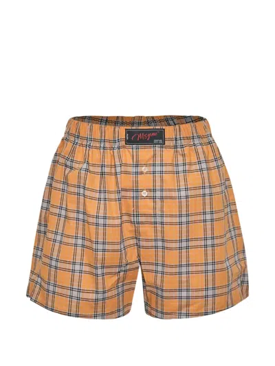 Msgm Check-pattern Boxer Shorts In Orange
