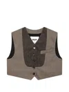 Msgm Check-pattern Cropped Waistcoat In Brown