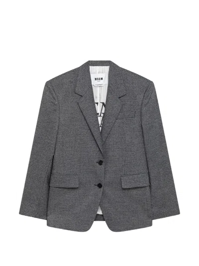 Msgm Einreihiges Sakko Mit Karomuster In Gray