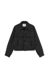 Msgm Check-pattern Tweed Jacket In Black