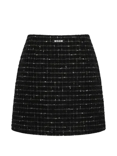 Msgm Check-pattern Wrap Skirt In Black