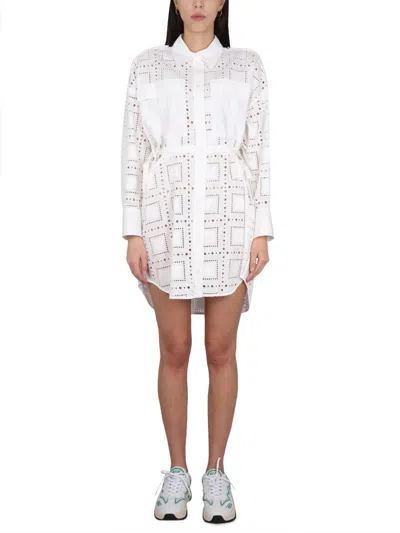 Msgm Chemisier Dress In White