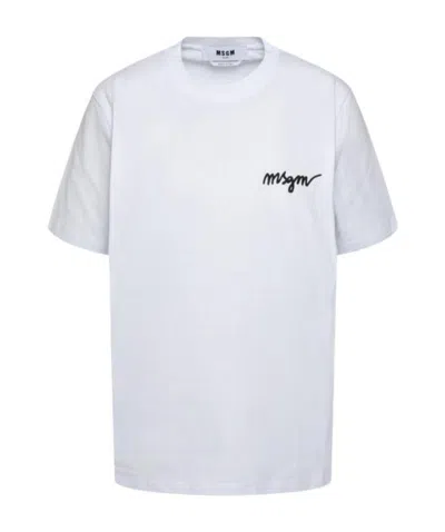 MSGM MSGM LOGO DETAILED CREWNECK T-SHIRT
