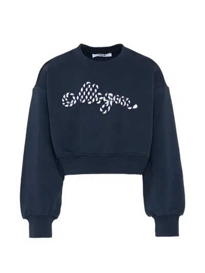 Msgm Kids' Chest-logo Sweatshirt In Blue
