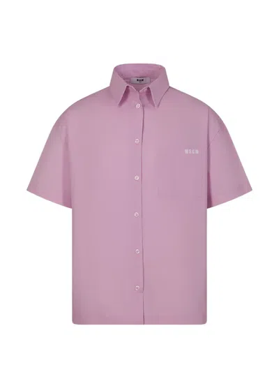 Msgm Chest-pocket Shirt In Pink