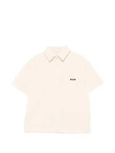 Msgm Chest-pocket Short-sleeve Shirt In Purple