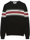 Msgm Chest Stripe Jumper In Black