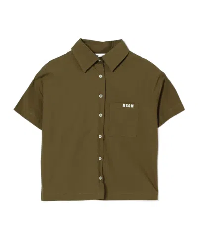 Msgm Chest-pocket Short-sleeve Shirt In Green