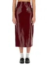 Msgm Long Faux Leather Skirt With Zip In Black