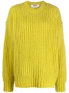 Msgm Chunky-knit Crew-neck Jumper In Yellow