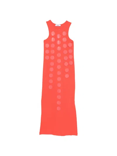 Msgm Kids' Circle-appliqué Dress In Red