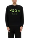 Msgm Crew Neck Cotton Sweatshirt In Black