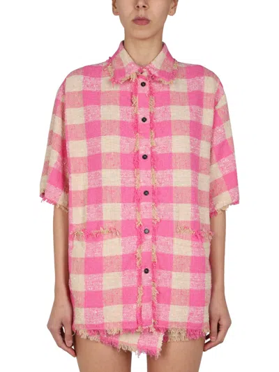Msgm Classic Check Pattern Jacket For Women In Pink