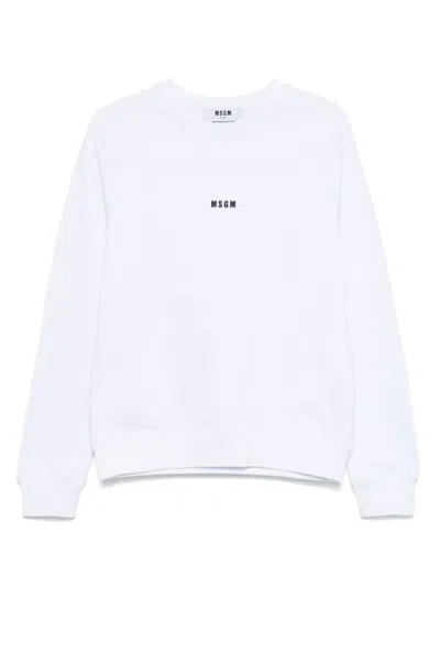 Msgm Classic Crew Neck Sweatshirt In White