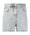 Msgm Cotton Denim Shorts In Gray