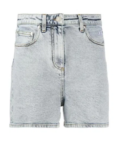 Msgm Cotton Denim Shorts In 浅蓝色