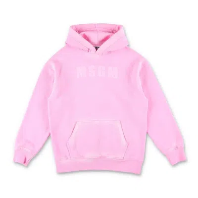 Msgm Classic Hood Cotton Sweatshirt In Pink