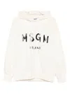 Msgm Classic Logo Print Hoodie With Raglan Sleeves In Neutral
