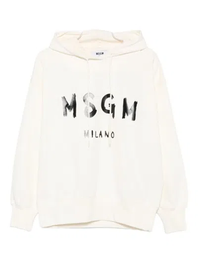 MSGM CLASSIC LOGO PRINT HOODIE WITH RAGLAN SLEEVES