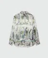 Msgm Painterly-print Long-sleeve Shirt In Gray