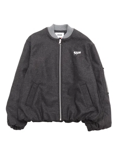 MSGM CLOTH BOMBER GIRL GRIGIO MELANGE/GREY M