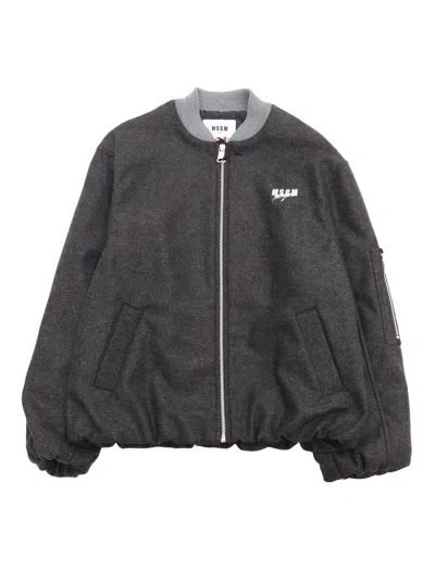 Msgm Kids' Cloth Bomber  Girl Grigio Melange/grey M In Gray