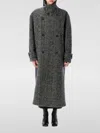 Msgm Double Breasted Long Coat In Grau