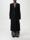 Msgm Wool Blend Felt Single Breast Long Coat In Schwarz