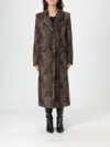 Msgm Leopard-print Single-breasted Coat In Brown