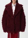 Msgm Single-breasted Frayed Deailed Jacket In Burgunderrot