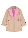 Msgm Colour-block Felted Coat In Beige