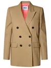 Msgm Double-breasted Blazer In Beige