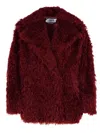 Msgm Single-breasted Frayed Deailed Jacket In Red