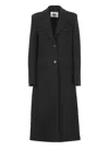 Msgm Wool Blend Felt Single Breast Long Coat In Black