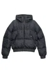 Msgm Themwave Hooded Down Jacket Oversized In Black