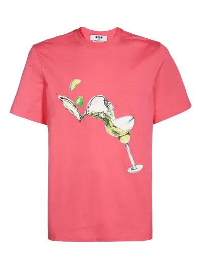 MSGM COCKTAIL-PRINT COTTON T-SHIRT