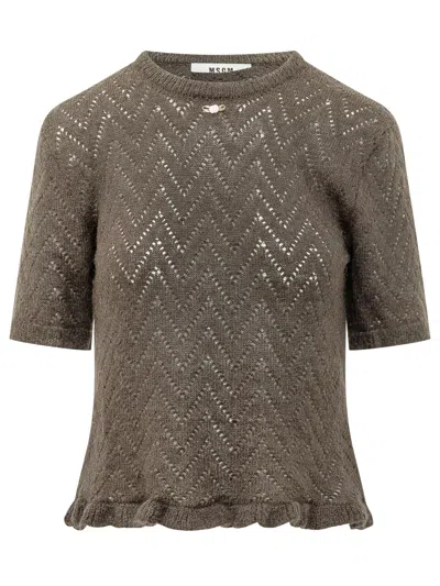 Msgm Cocoa Knit Sweater In Brown