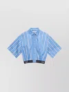 Msgm Collared Neck Cropped Top With Striped Pattern