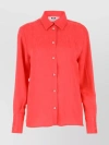 MSGM COLLARED SATIN SHIRT WITH BUTTONED CUFFS