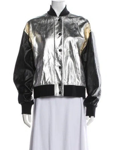 Pre-owned Msgm Colorblock Pattern Bomber Jacket In Multi