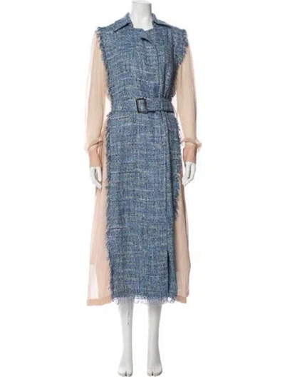 Pre-owned Msgm Colorblock Pattern Coat In Blue