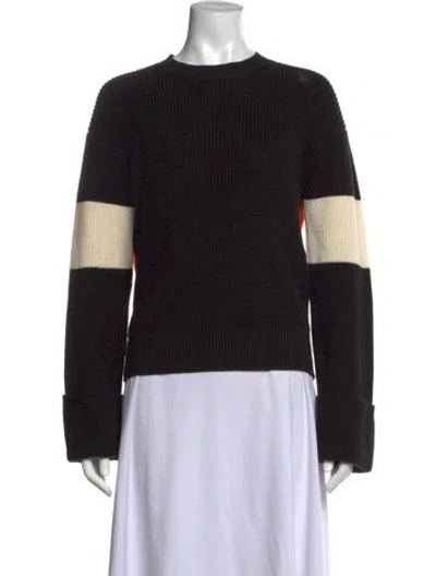 Pre-owned Msgm Colorblock Pattern Crew Neck Sweater In Black