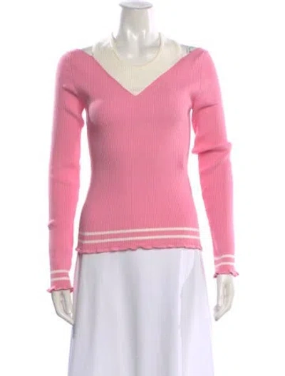 Pre-owned Msgm Colorblock Pattern Crew Neck Sweater In Pink