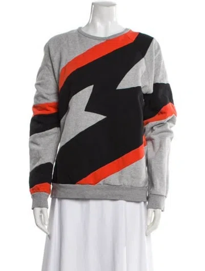 Pre-owned Msgm Colorblock Pattern Crew Neck Sweatshirt In Gray