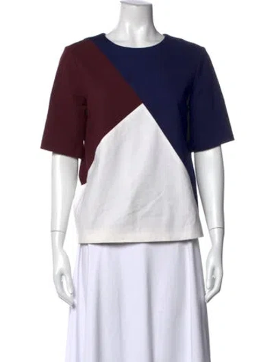 Pre-owned Msgm Colorblock Pattern Crew Neck T-shirt In Blue